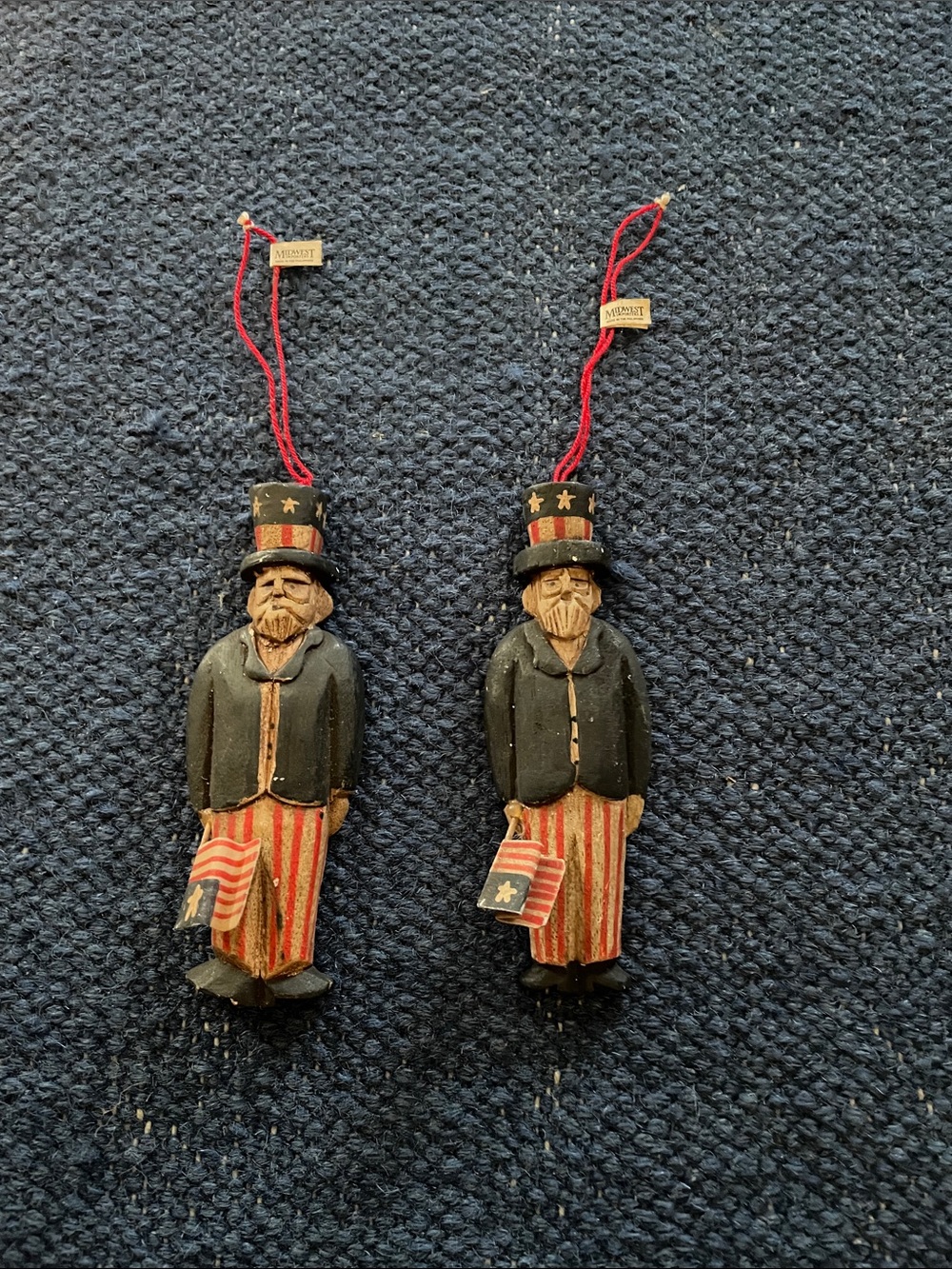 Patriotic Uncle Sam Hanging Ornament Set in Red, White & Blue